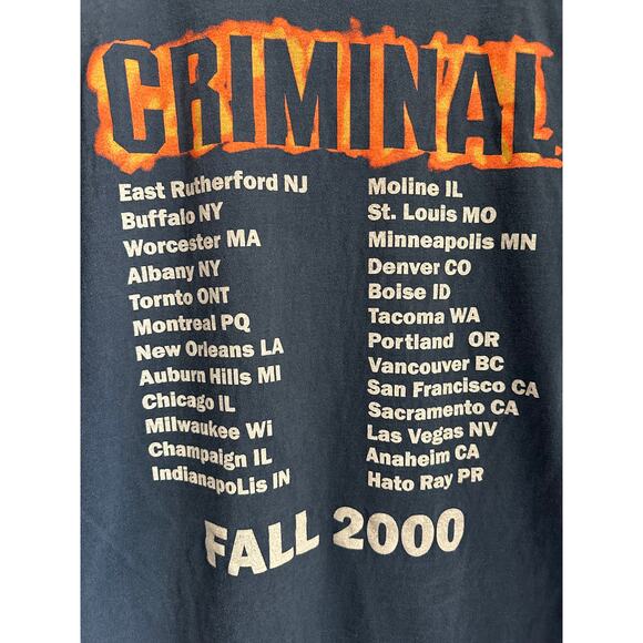 Eminem "Criminal Fall 2000 Tour" Vintage Reprint Single Stitch T-shirt Brockum - Picture 4 of 6